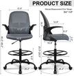 Ergonomic Drafting Chair with Adjustable Foot Ring and Flip-Up Arms