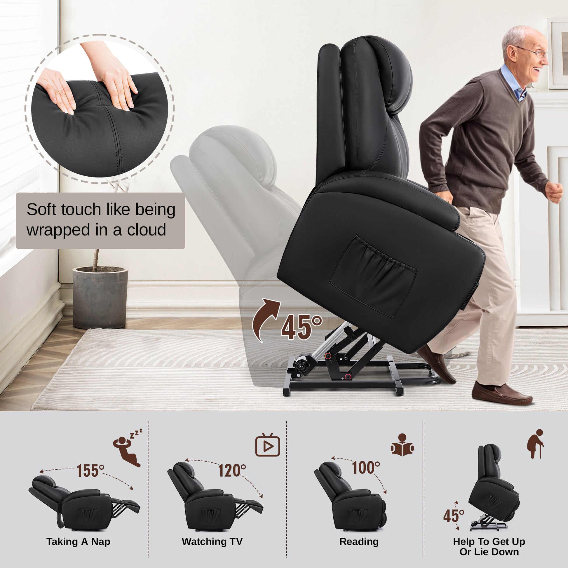 5032 Infinite Position Power Lift Recliner Chair w/ Massage & Heat