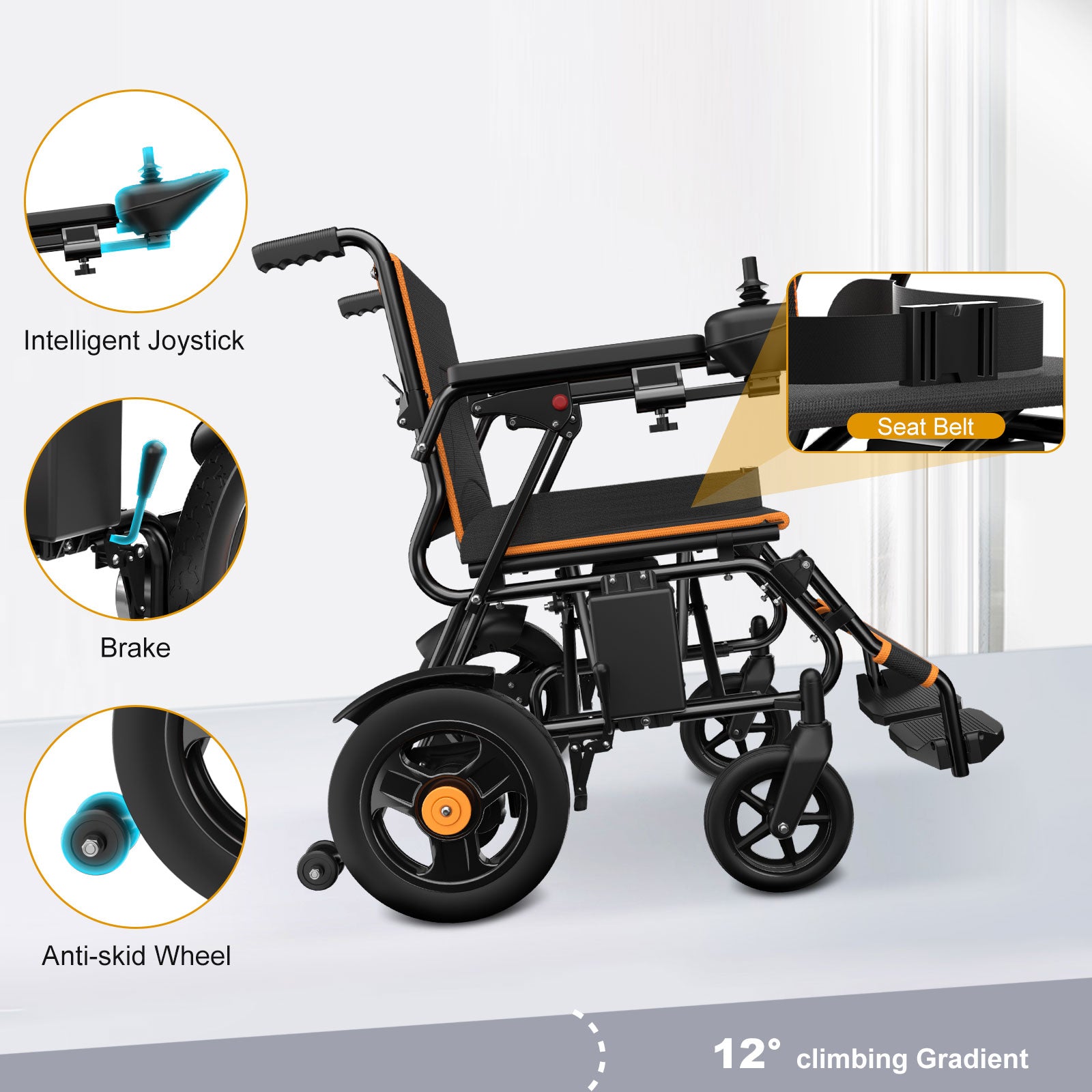 Portable Electric Wheelchair Lightweight Foldable for Adults Seniors