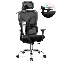 COOLHUT Ergonomic Mesh Office Chair with Footrest, Big and Tall Computer Desk Chair with Adjustable Lumbar Support, Headrest and Armrest, High Back Home Office Chair for Workspace, 300LBS