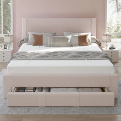 Velvet Platform Upholstered Headboard, No Box Spring Needed