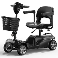 Upgrade 4 Wheel Mobility Scooter for Adults, Foldable Powered Mobile for Travel, Lightweight and Portable with LED Headlights and Basket