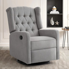 Manual Reclining Glider Chair with Button Tufted Backrest