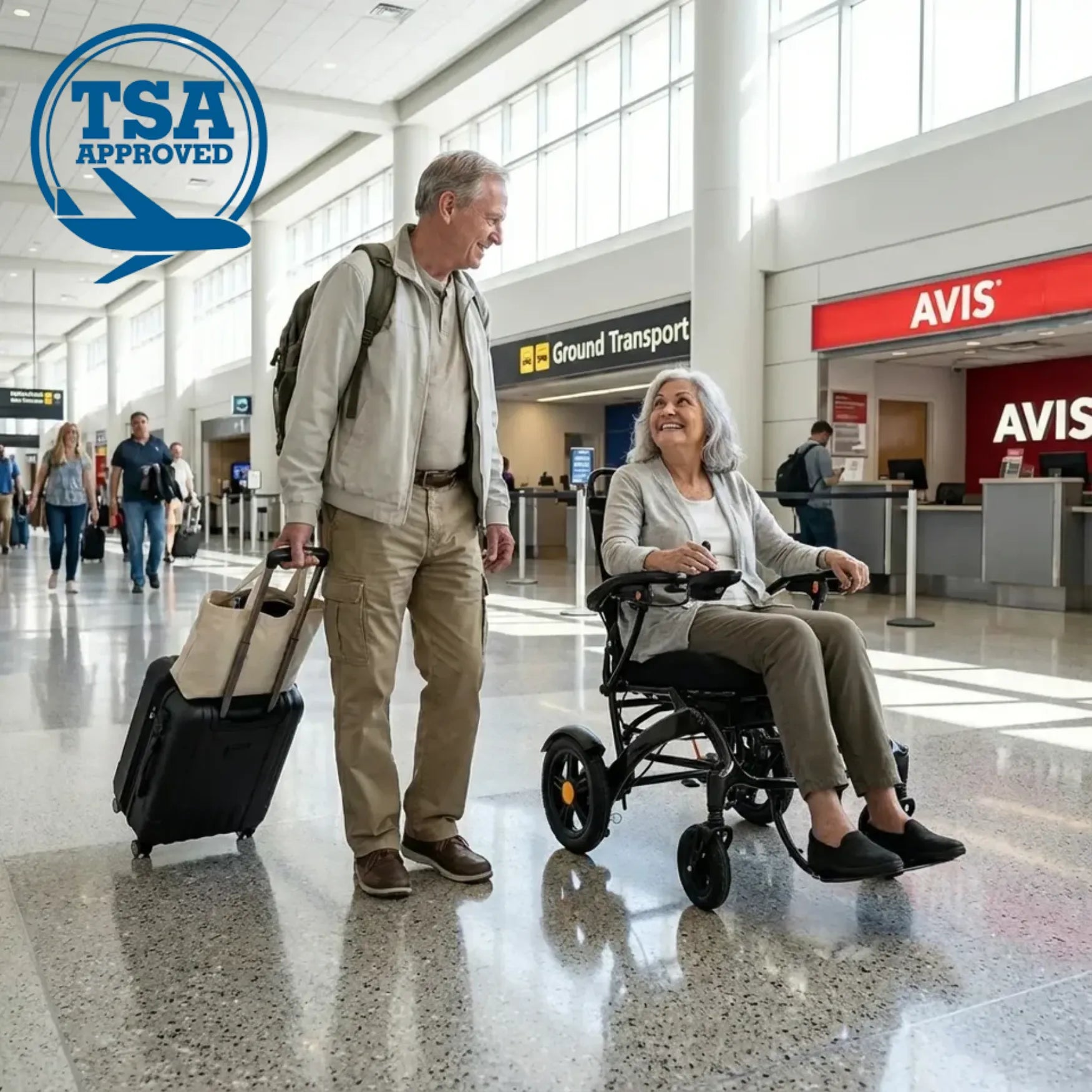 Kerdom DX07 Lightweight carbon fiber electric wheelchair folded for travel, portable for airplane trips, easy to lift, compact for cabin or checked luggage, ideal for seniors and travelers.