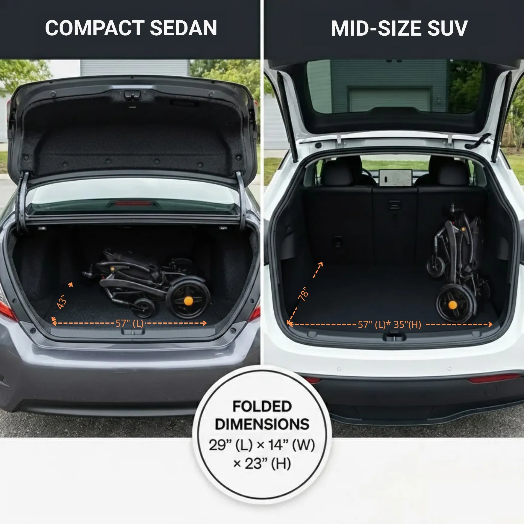 Foldable black electric wheelchair, lightweight and compact for easy lifting and carrying.