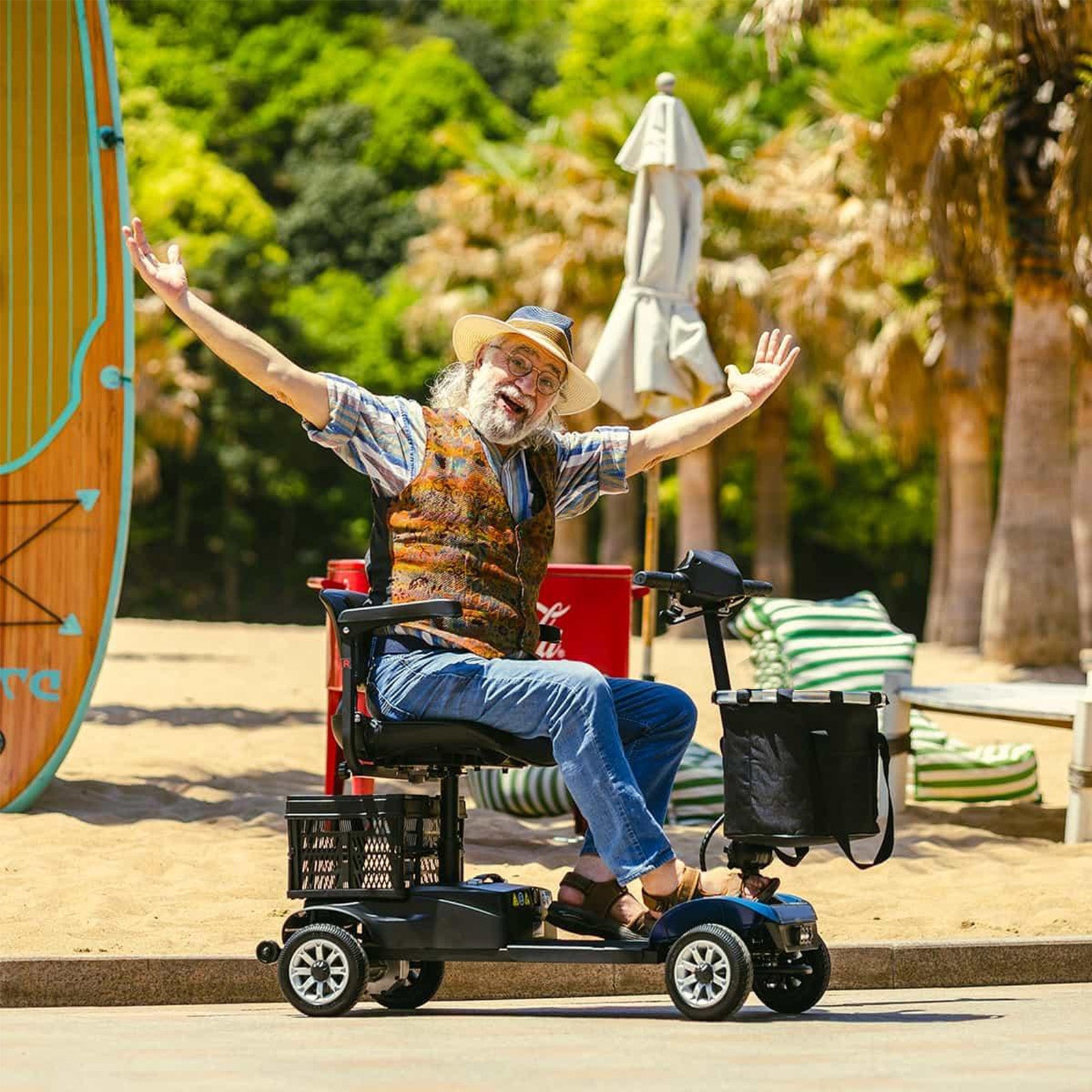 MS002 Long-Range Outdoor Mobility Scooter with Detachable Large Basket