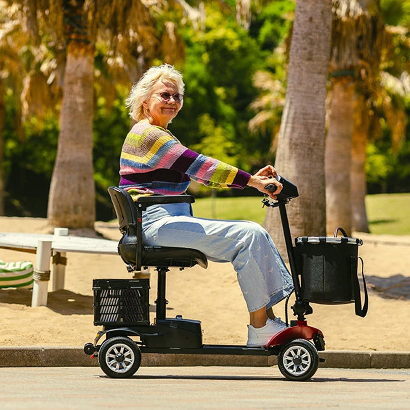 MS002 Long-Range Outdoor Mobility Scooter with Detachable Large Basket