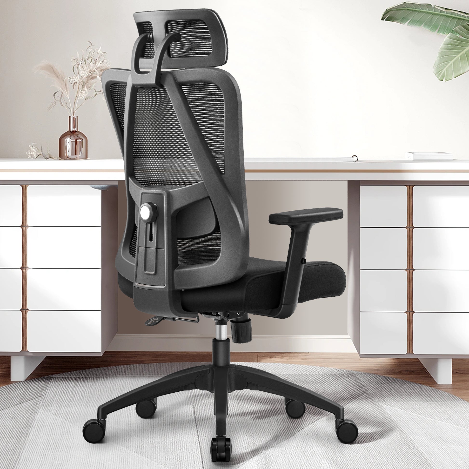 Mesh Office Chair, Ergonomic Chair with Adjustable Lumbar Support