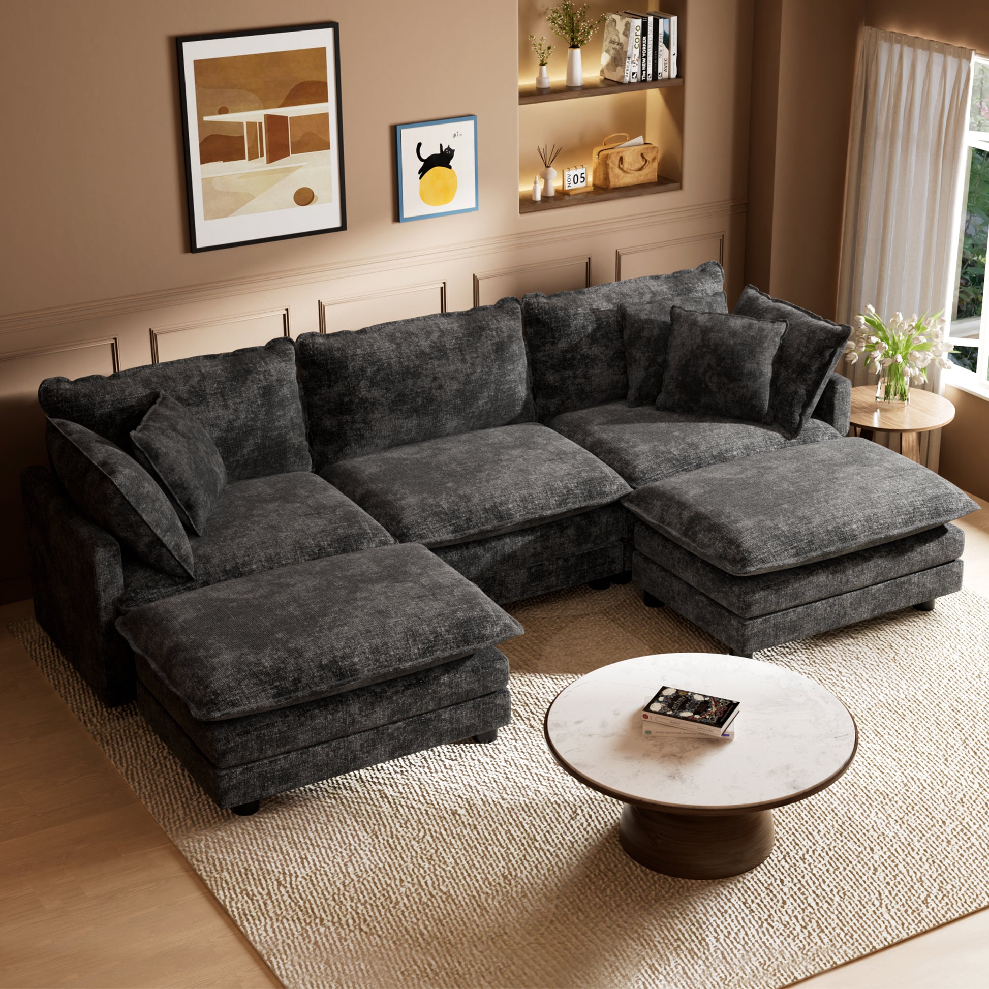 Cozyboy 5-Piece Modular Sofa Chaise (112'')