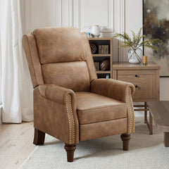 Mid-Century Leather Wingback Recliner – Classic Push Back Chair