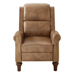 COOLHUT Pushback Recliner Chair Faux Leather Armchair, Mid Century Accent Chair with Rivet Decoration