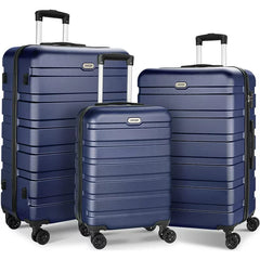 Luggage Sets 3 Piece AnyZip PC ABS Hardside Lightweight Suitcase with 4 Universal Wheels TSA Lock Carry On 20 24 28 Inch Dark Blue