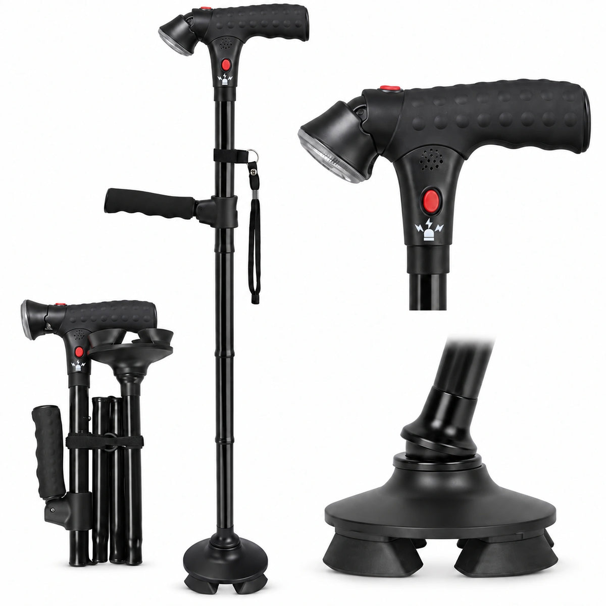 Ultralight Smart Folding Cane w/ LED & SOS Alarm