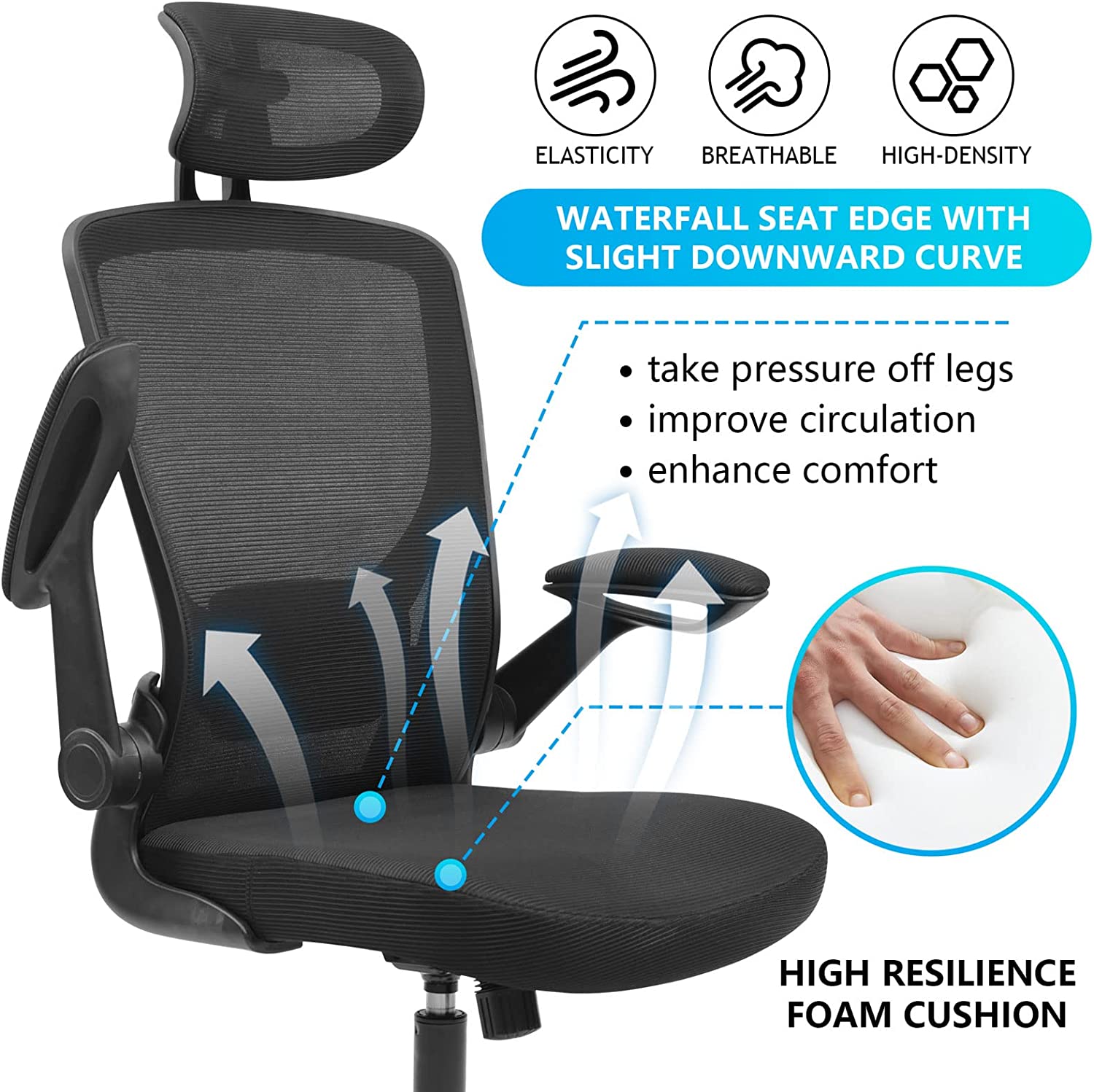 CLATINA Mid Back Office Desk Chair with Comfortable Thickened Seat Cushion  Fabric Ergonomic Swivel Computer Task Chair with Armrest for Home Office  Studying, Grey 