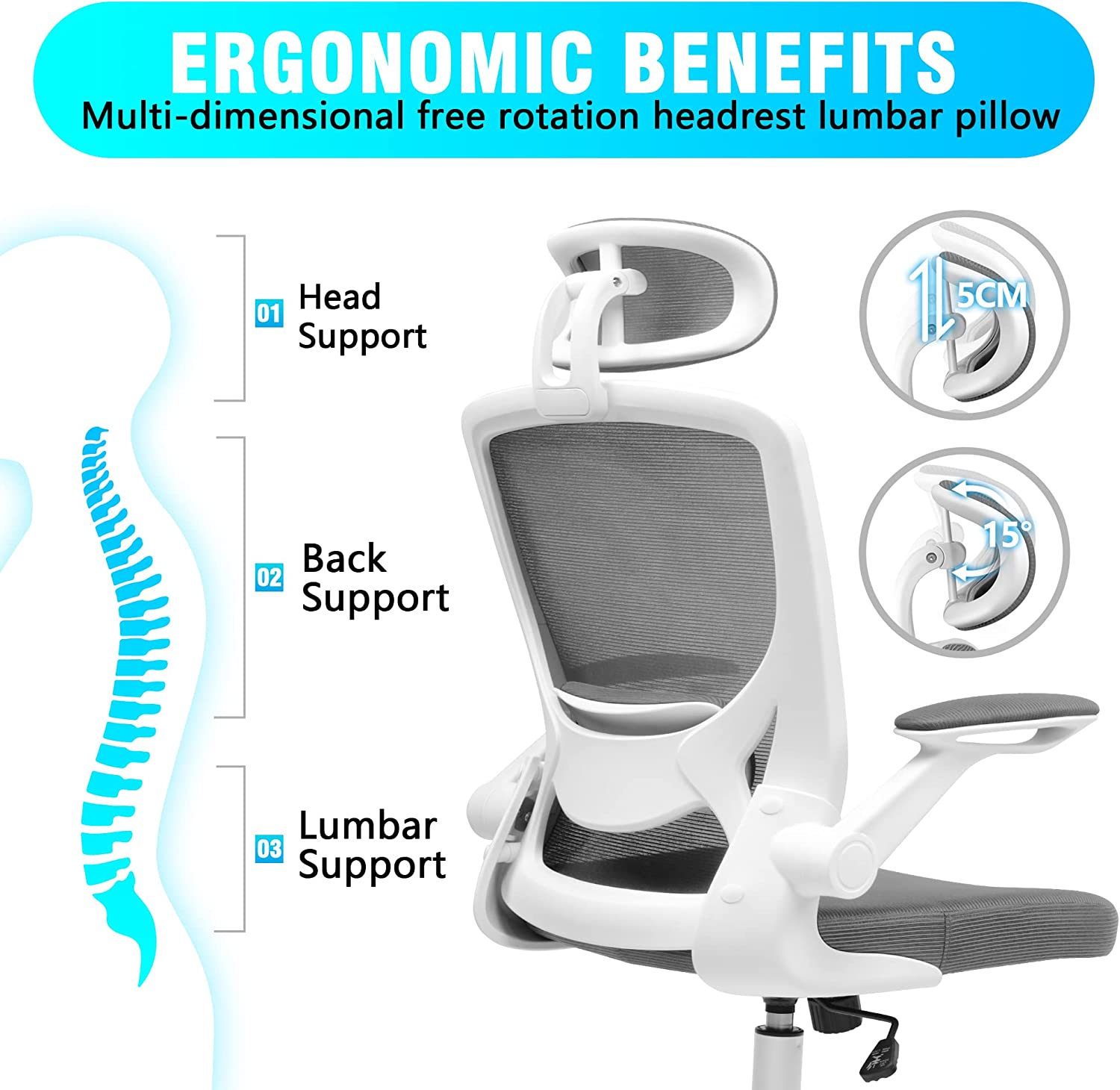 Ergonomic Office Chair Breathable Mesh Desk Chair